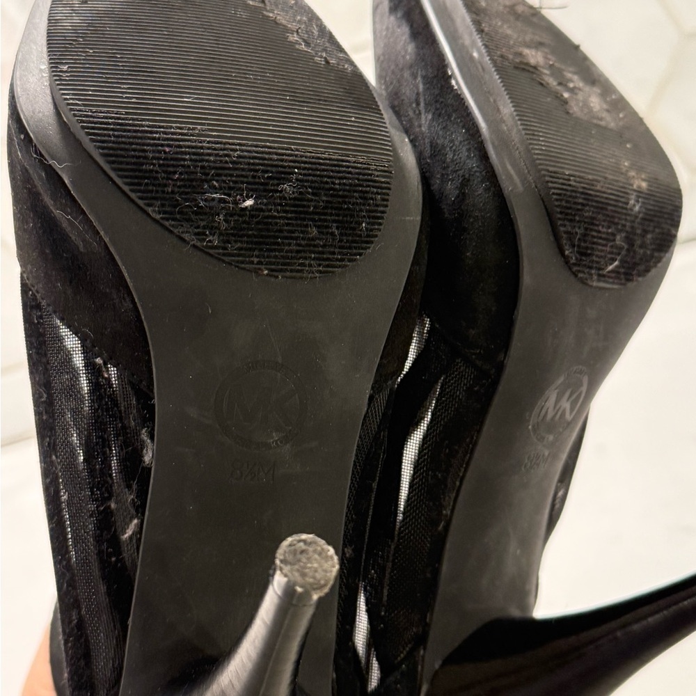 Michael Kors Fulton Black Suede & Mesh Bootie Size 8.5 Stiletto Boots Zippered - Picture 10 of 10